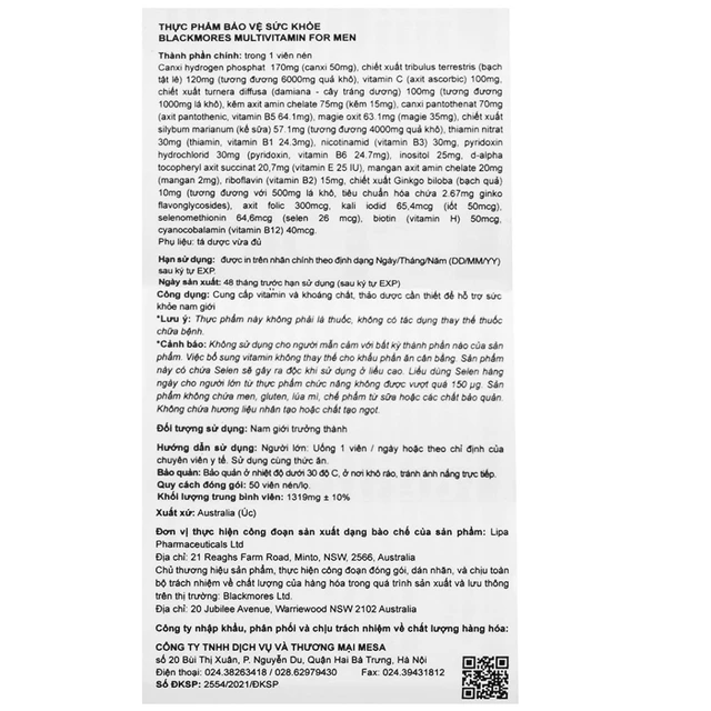 Multivitamin For Men (50 viên) - Ảnh 6