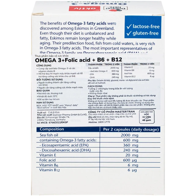 Omega-3 + Folic acid + B6 + B12 (3 vỉ x 10 viên) - Ảnh 5
